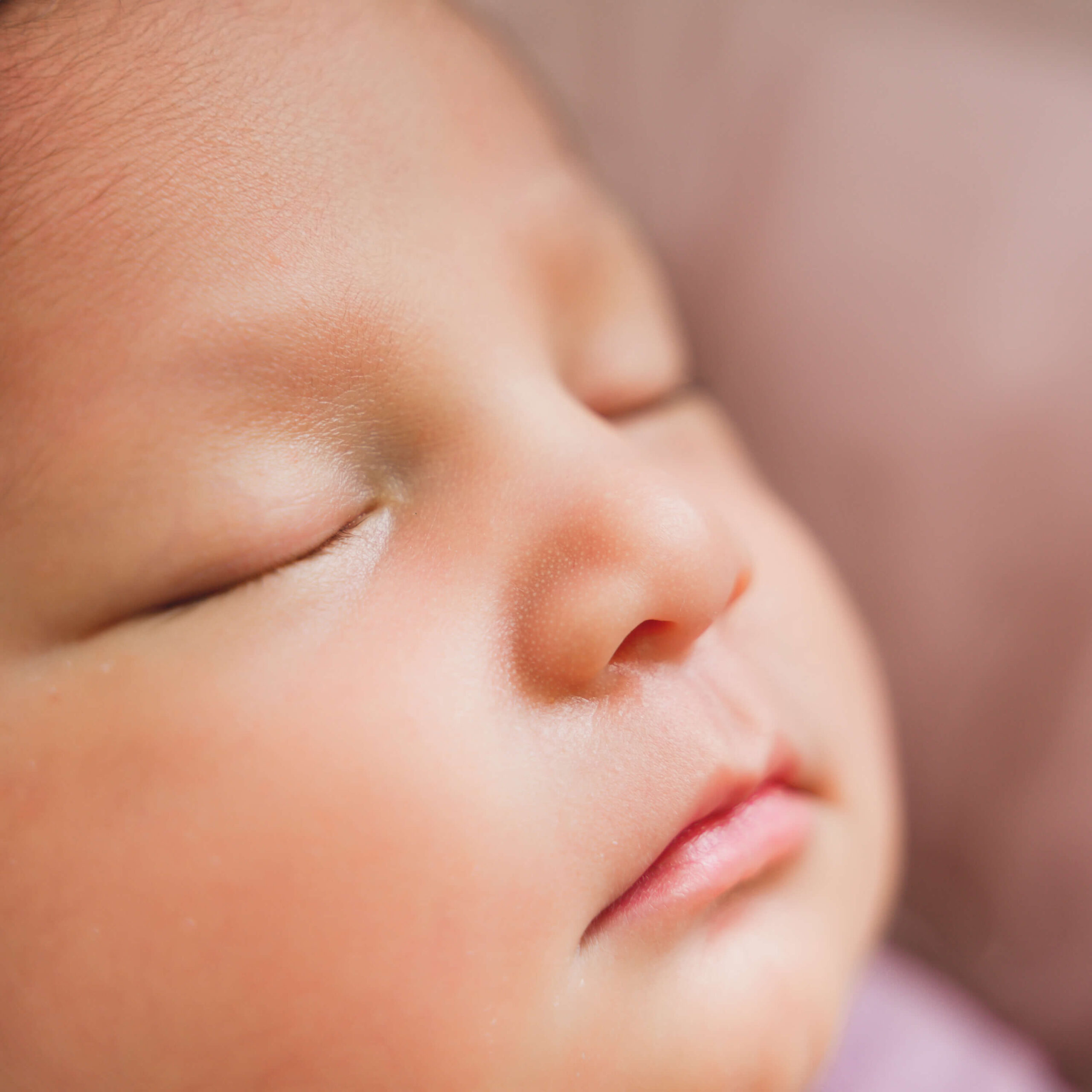 Details of a sleeping newborn baby's nose